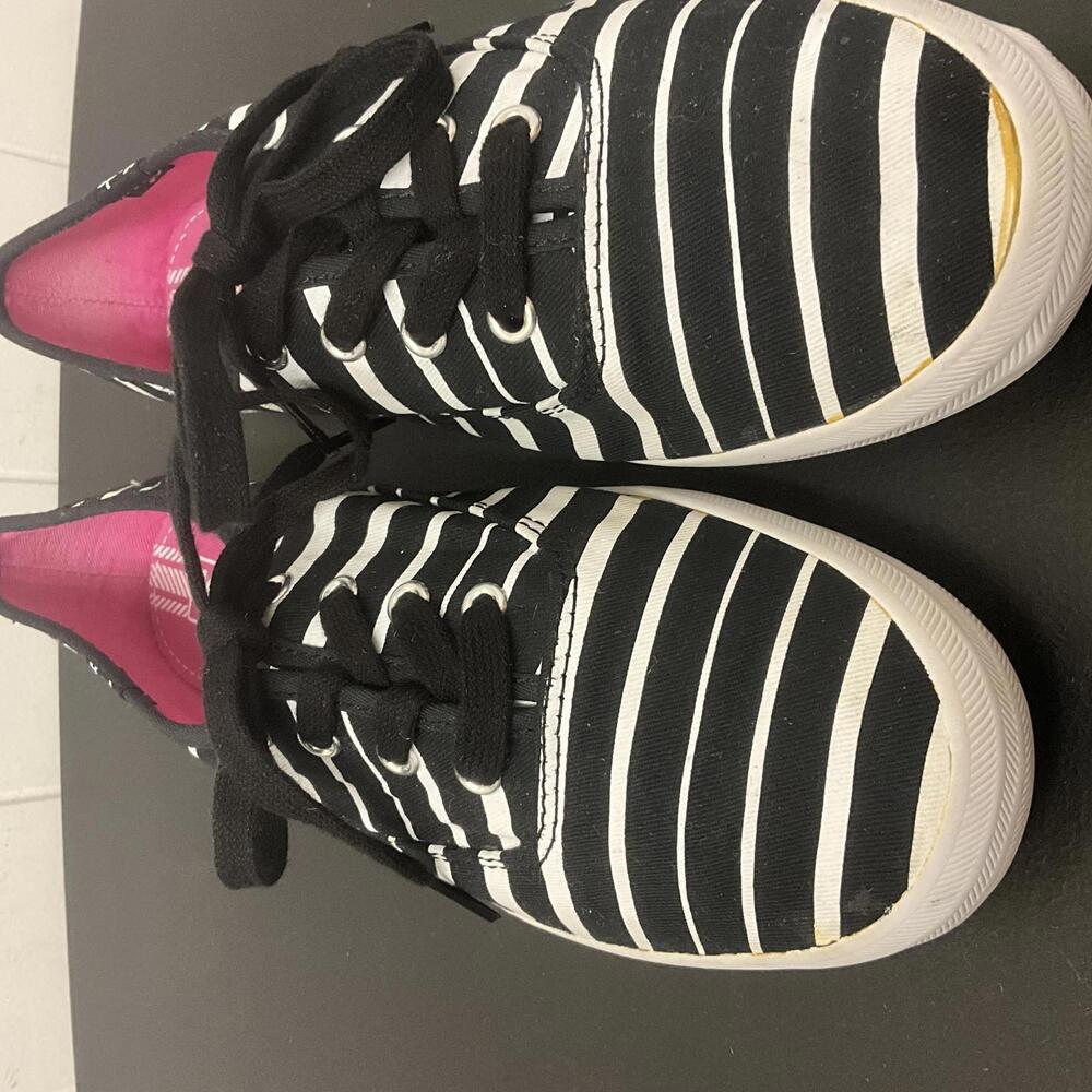Keds Women's Size 8 Black White Pink Lace Up Low Top Canvas Sneakers Comfort - Picture 5 of 10
